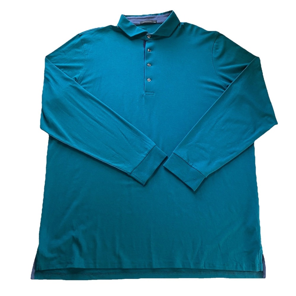 Greyson Apache II Long Sleeve‎ polo Shirt Men's XXL Fiddle Teal Green